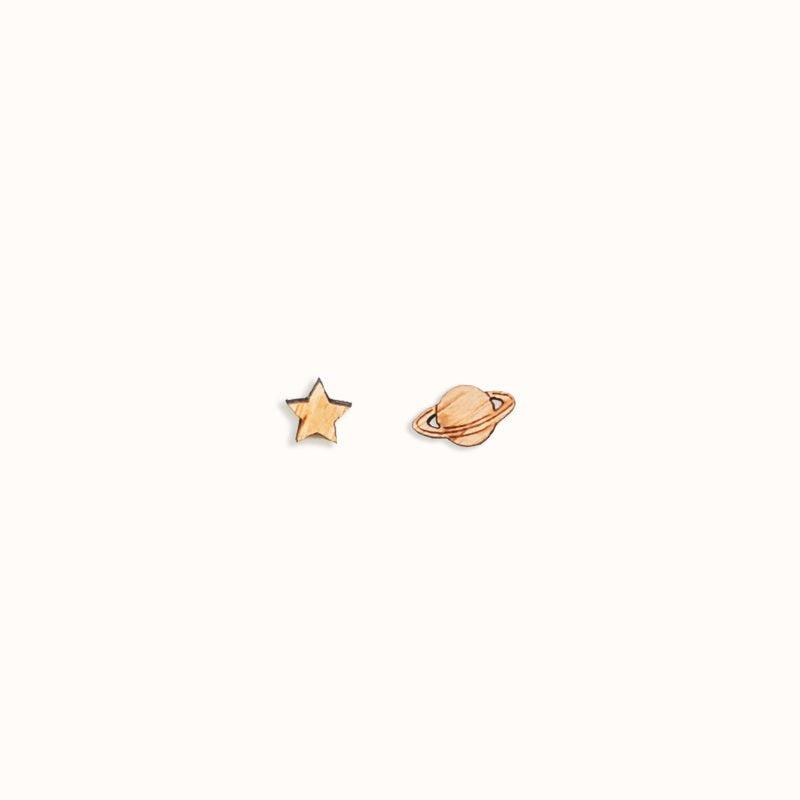 Star & Saturn Stud Earrings