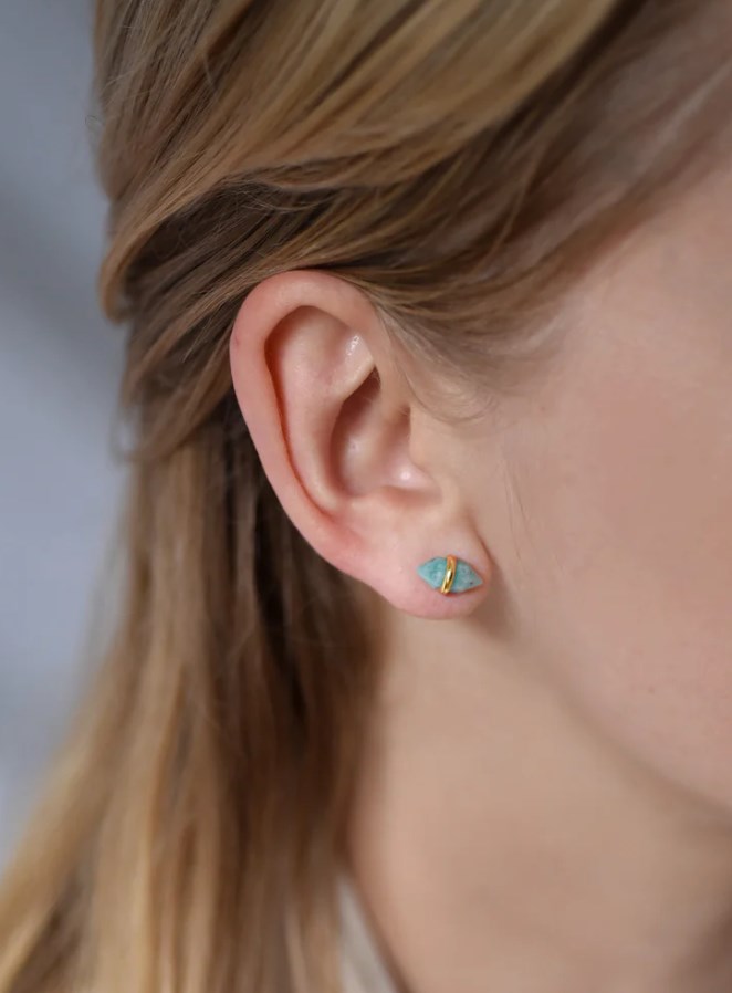 Amazonite Double Terminated Band Studs