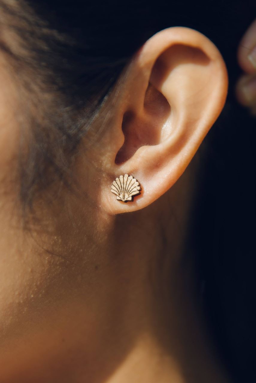 Seashell Bamboo Stud Earrings
