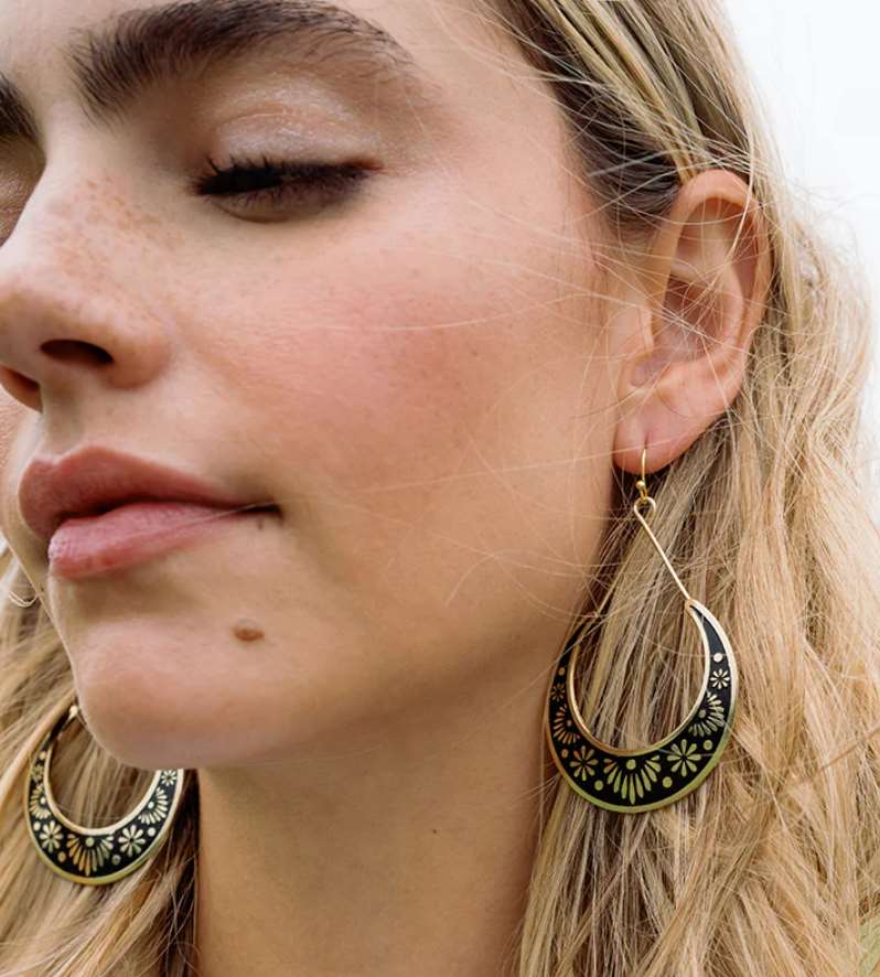 Crescent Moon Hoop Earring