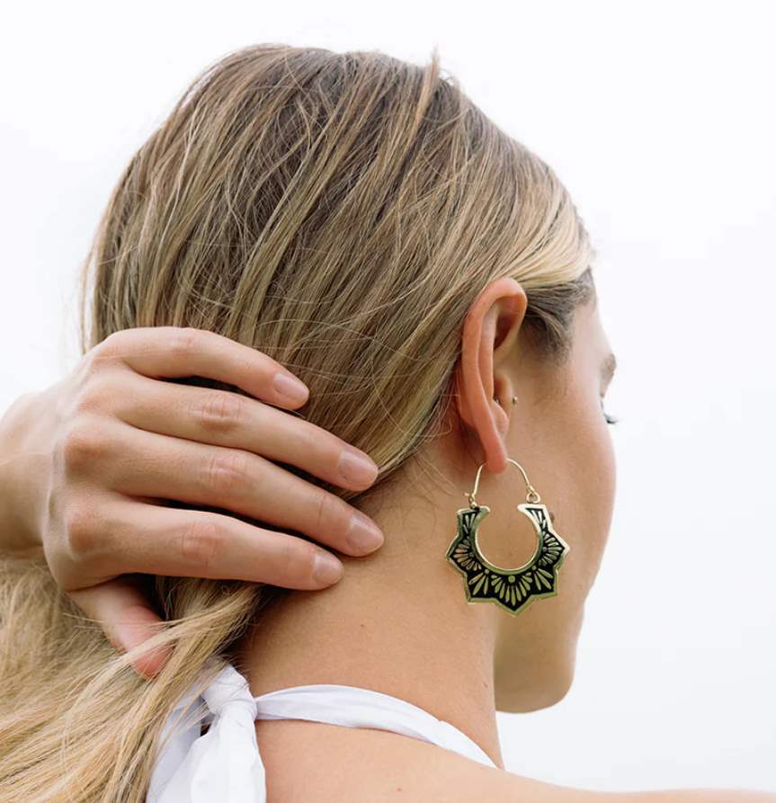 Lotus Hoop Earring