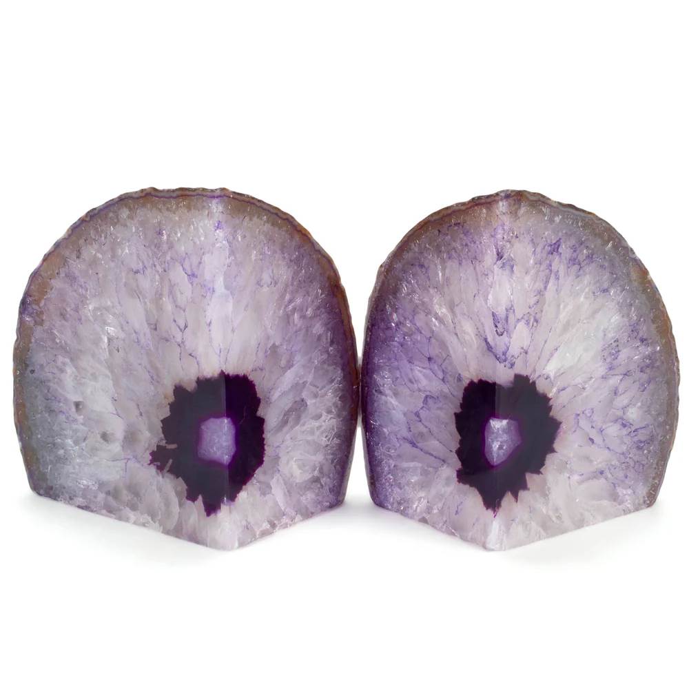Purple Agate Geode Bookend Set