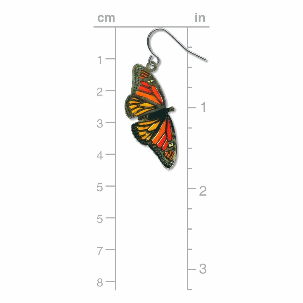 Monarch Butterfly Metal Earrings