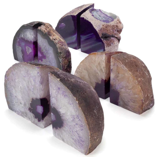 Purple Agate Geode Bookend Set