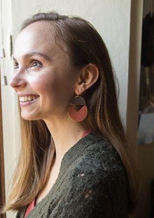 Painted Moon Orange Earrings