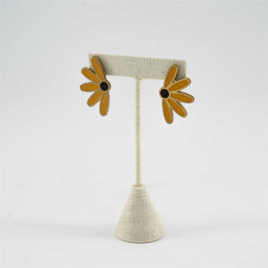 Coneflower Earrings (Black & Mustard)
