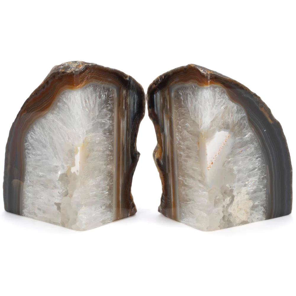 Natural Agate Geode Bookend Set