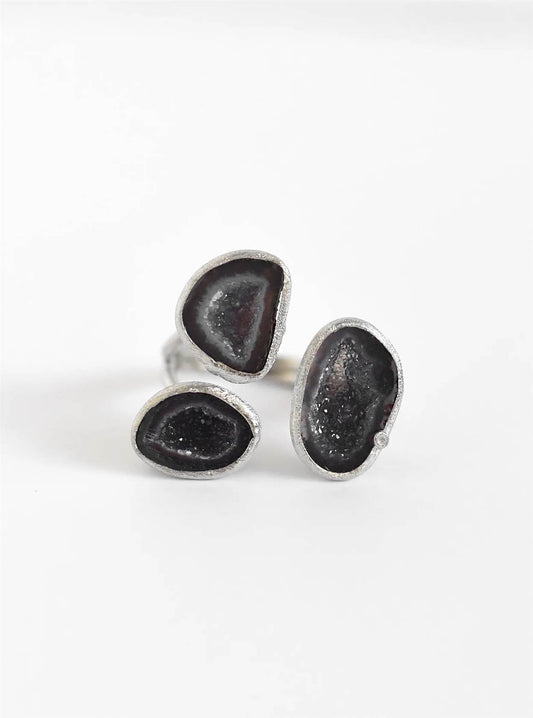 Triple Geode w/Genuine Diamond Ring