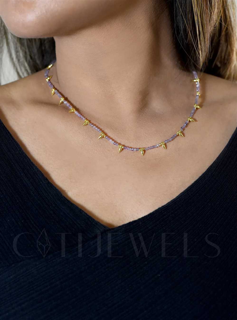 Gemstone Beaded Spike Necklace