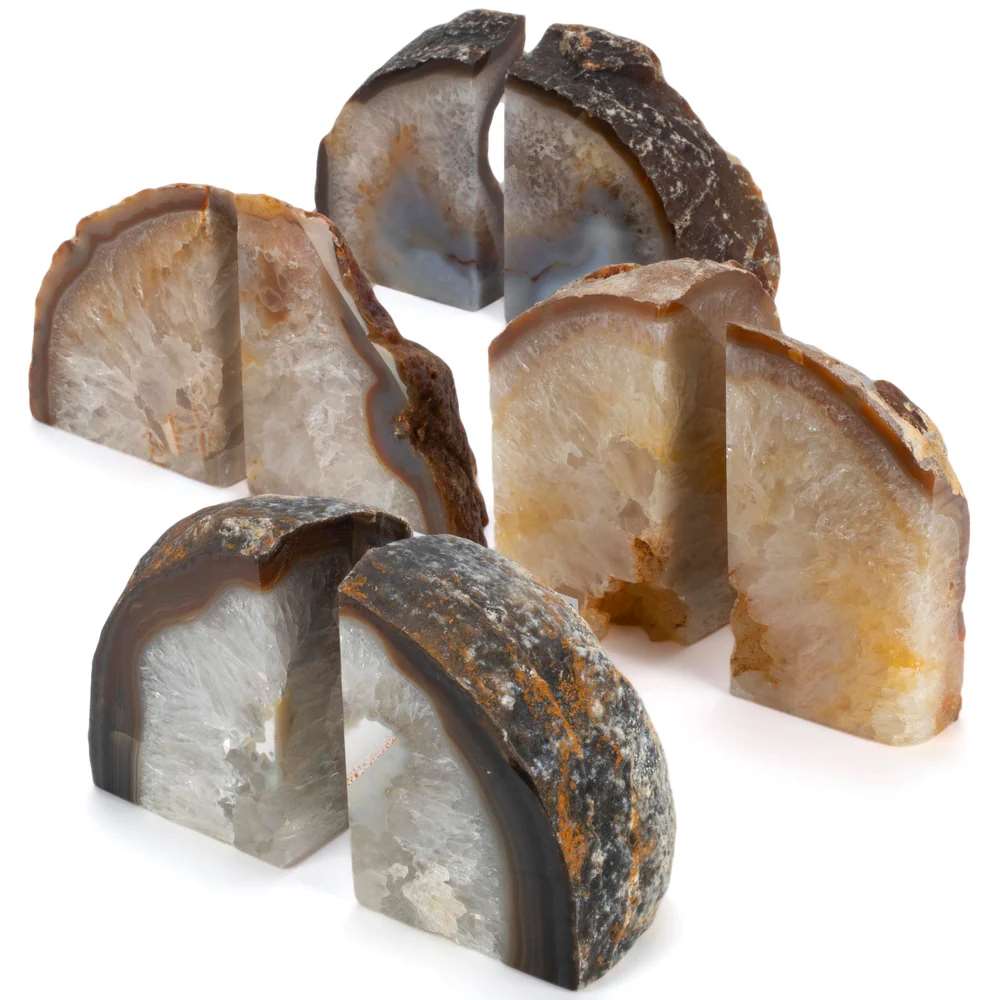 Natural Agate Geode Bookend Set