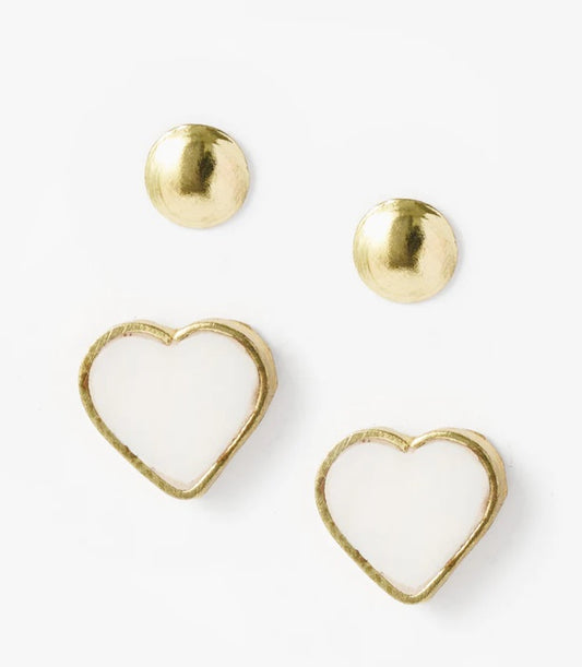 Heart Mother of Pearl Stud Set