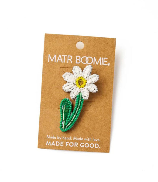 Bala Mani Beaded Daisy Brooch Pin