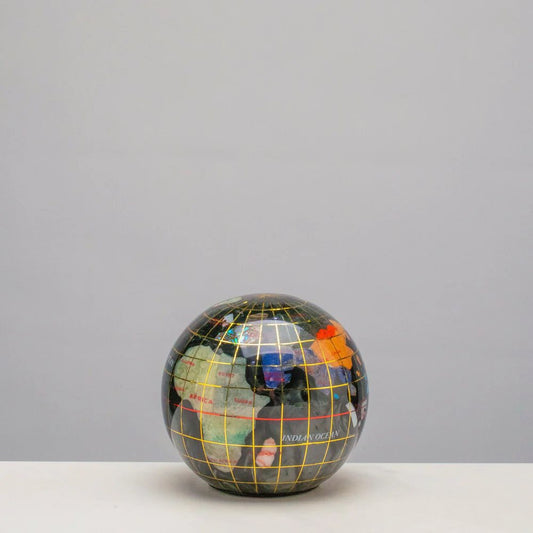 Gemstone Globe Paperweight - Black Opalite