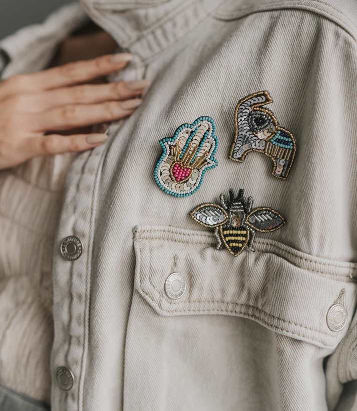 Bala Mani Beaded Bee Brooch Pin