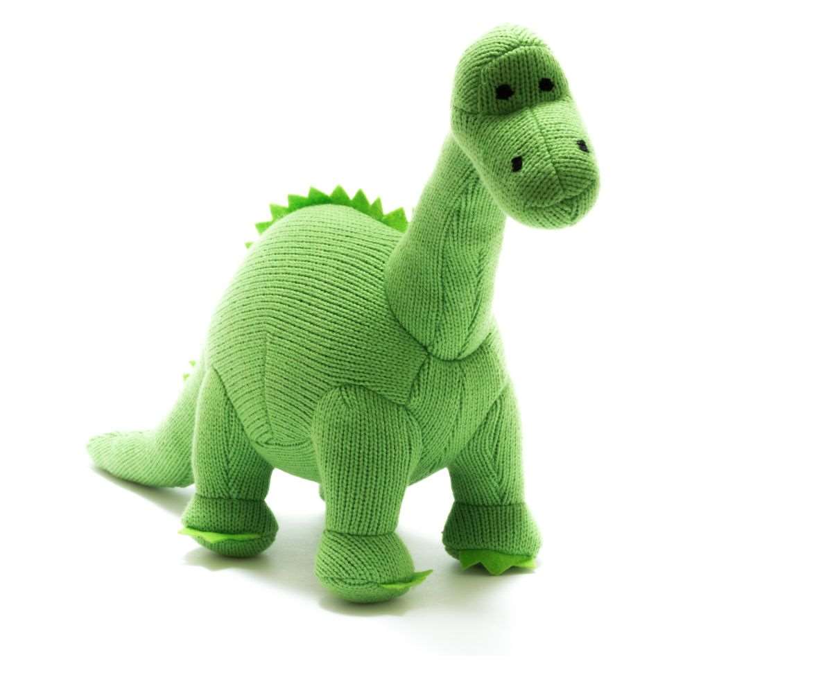 Knitted Diplodocus Green Rattle