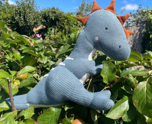 Knitted T-Rex Blue Plush