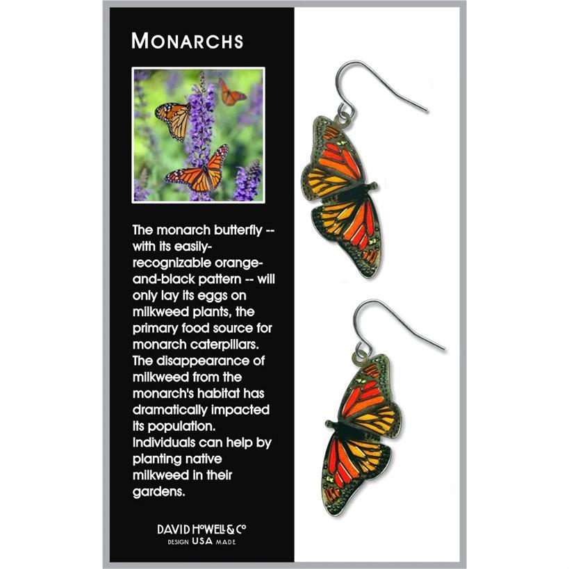 Monarch Butterfly Metal Earrings