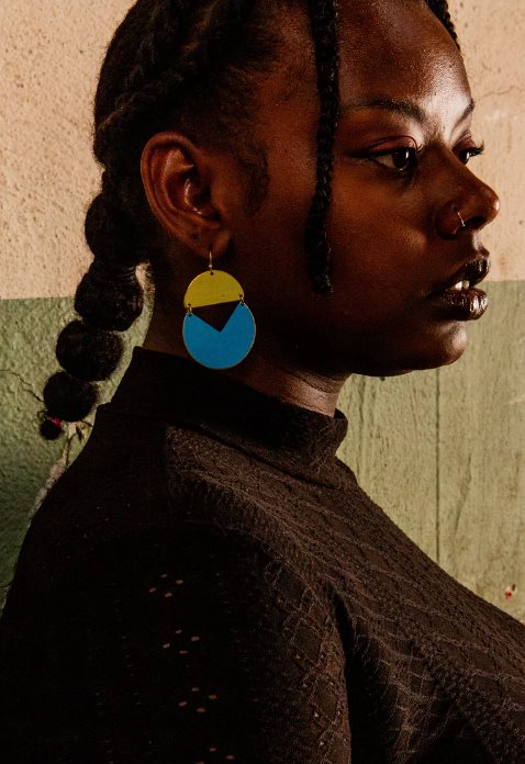 Painted Moon Blue Earrings