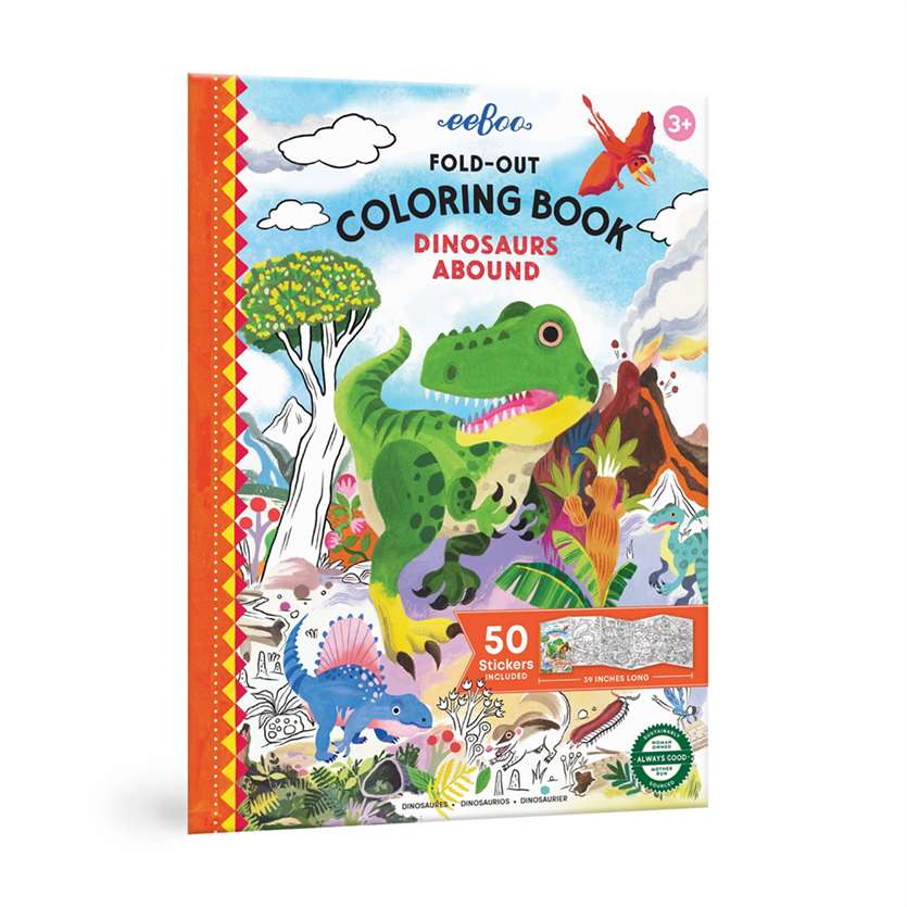 Fold-Out Coloring Book Dinosaurs Abound