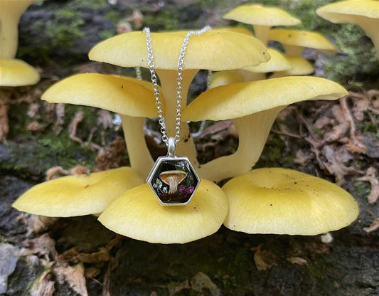 Hexagon Foraged Pendant Necklace