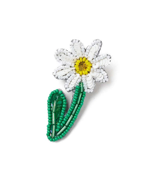Bala Mani Beaded Daisy Brooch Pin