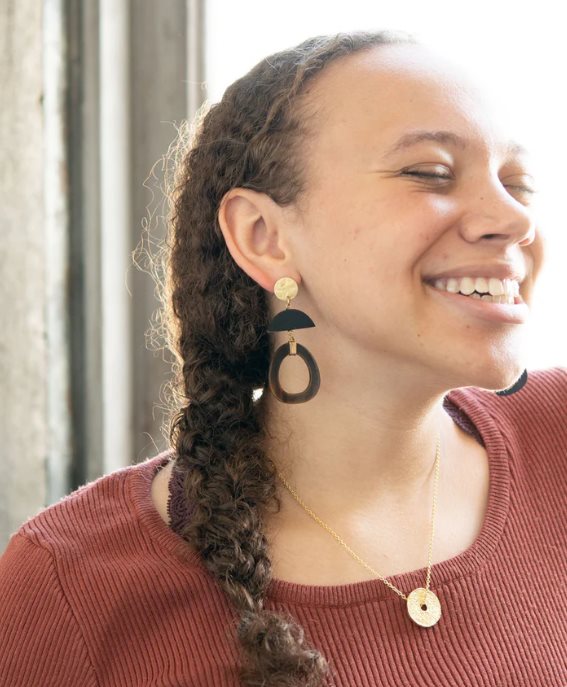 Oval Horn Earrings