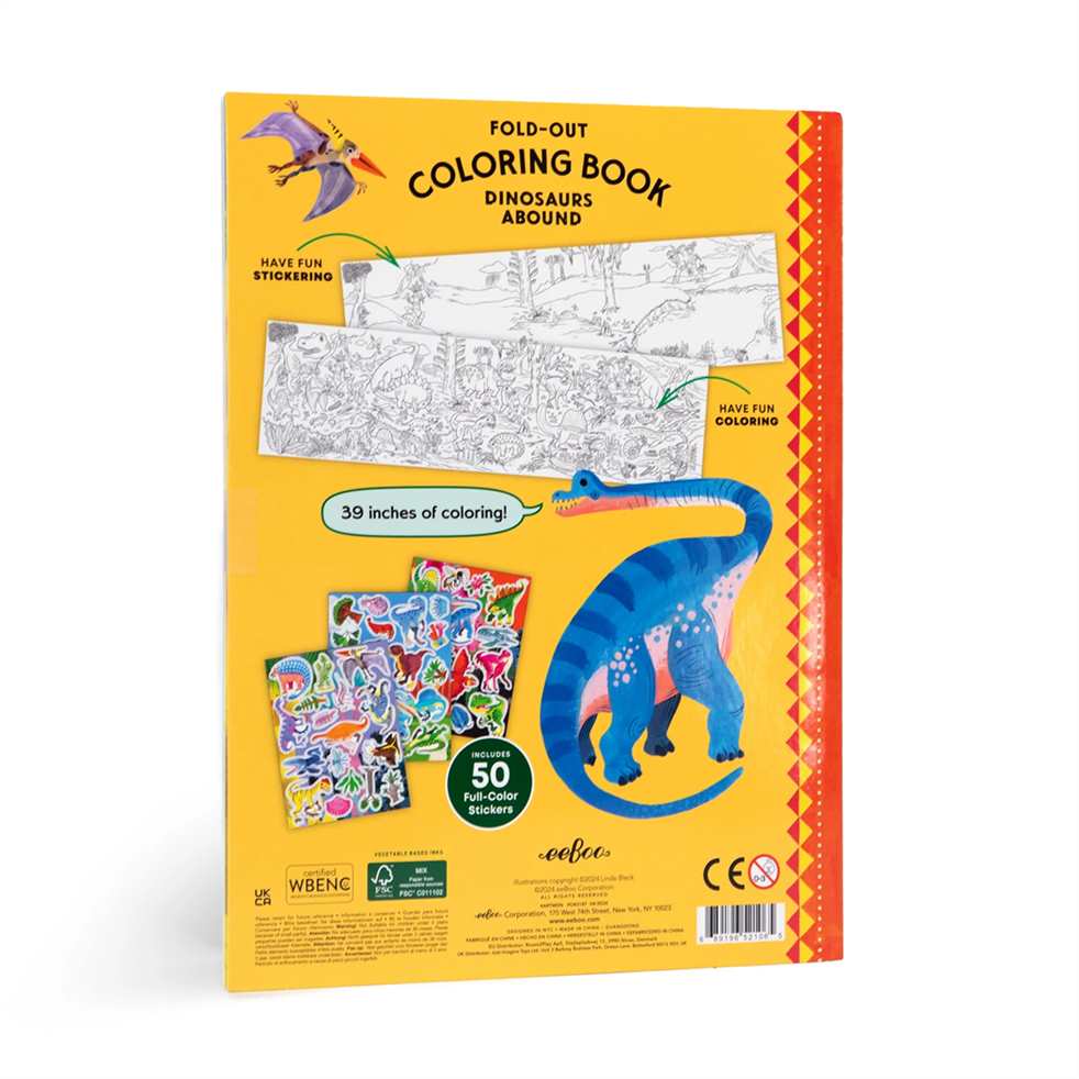 Fold-Out Coloring Book Dinosaurs Abound