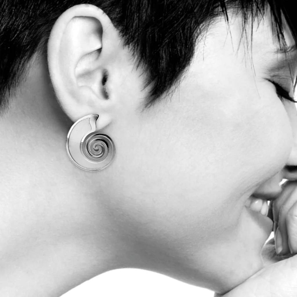 Ammonite Shell Metal Earrings