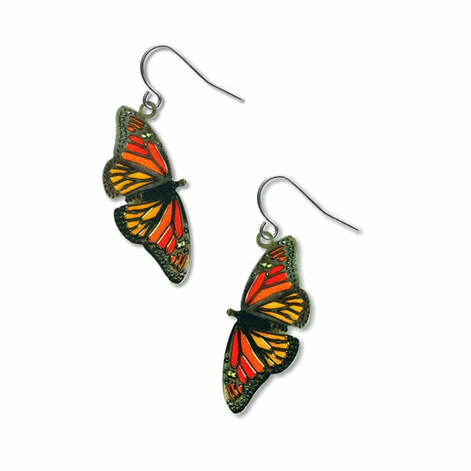 Monarch Butterfly Metal Earrings