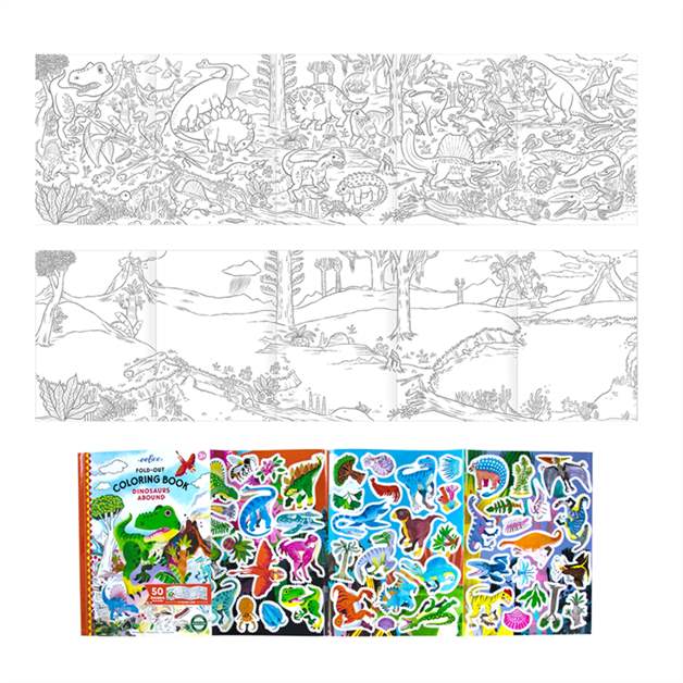 Fold-Out Coloring Book Dinosaurs Abound
