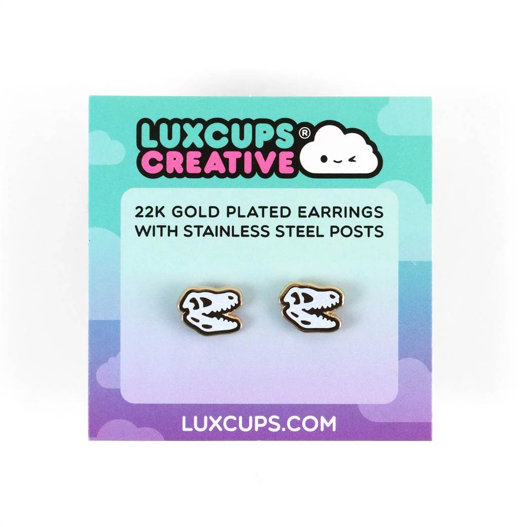 T-Rex Skull Enamel Earrings
