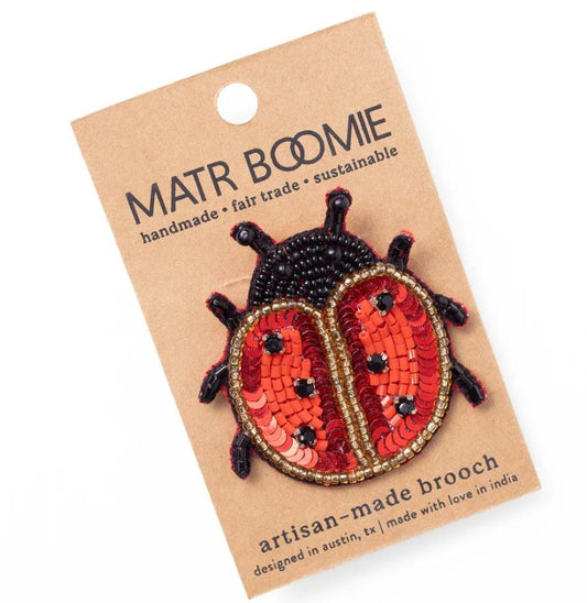 Bala Mani Beaded Ladybug Brooch Pin