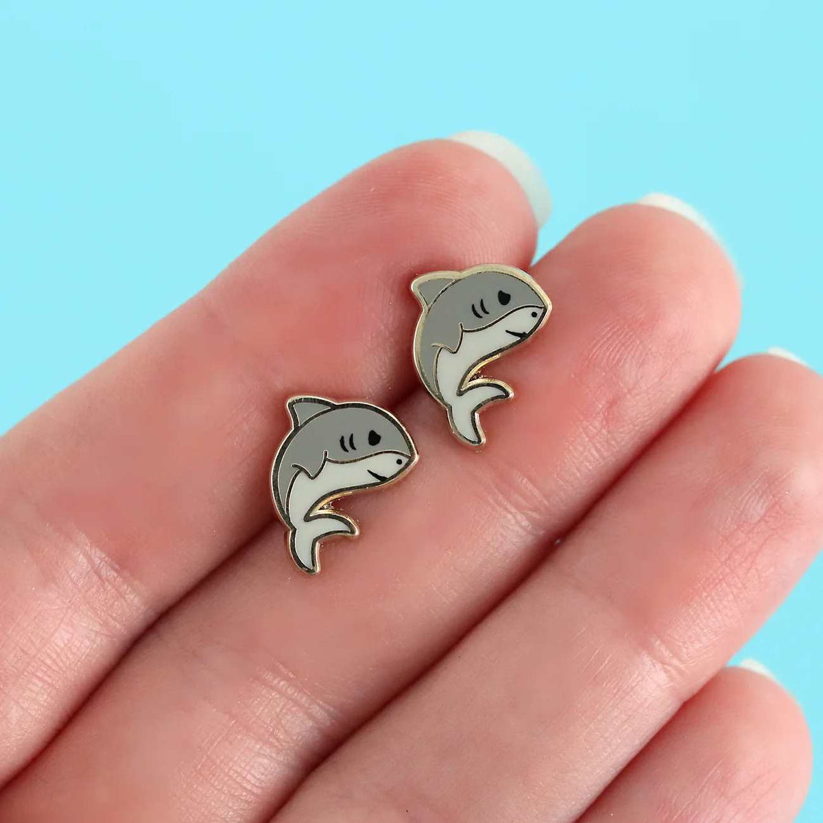 Shark Enamel Earrings