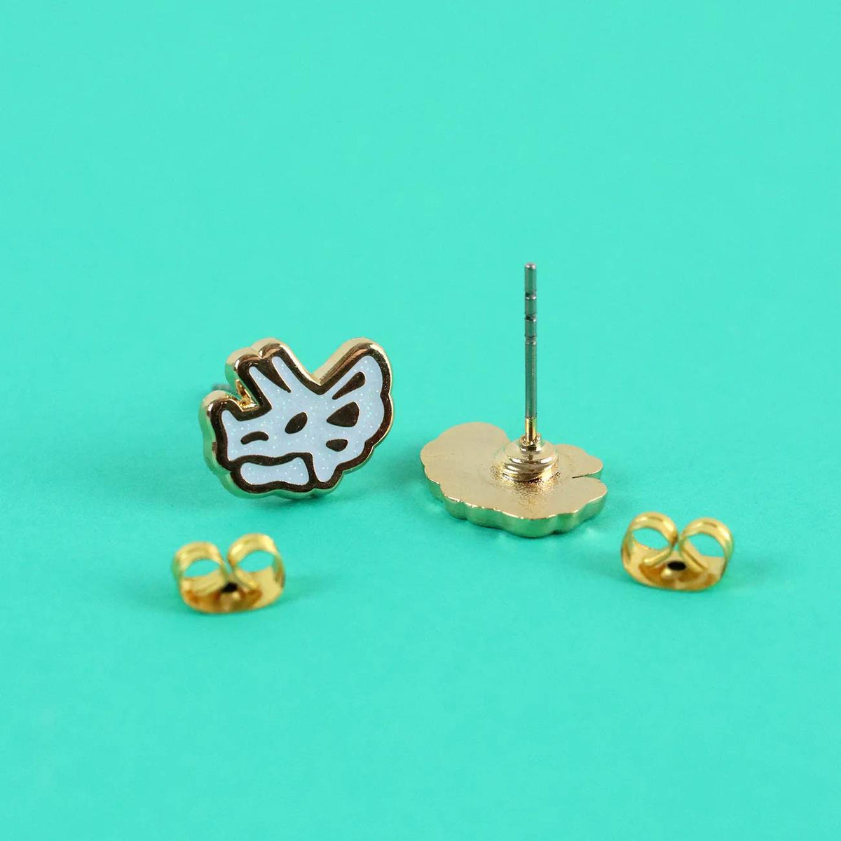 Triceratops Skull Enamel Earrings