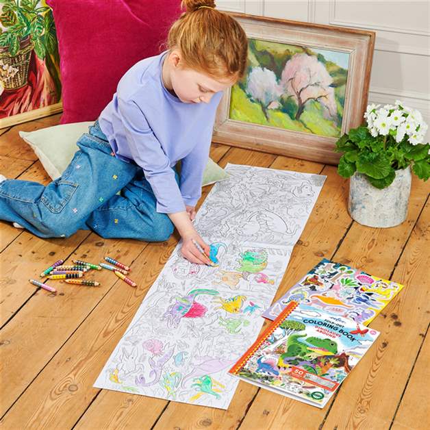 Fold-Out Coloring Book Dinosaurs Abound