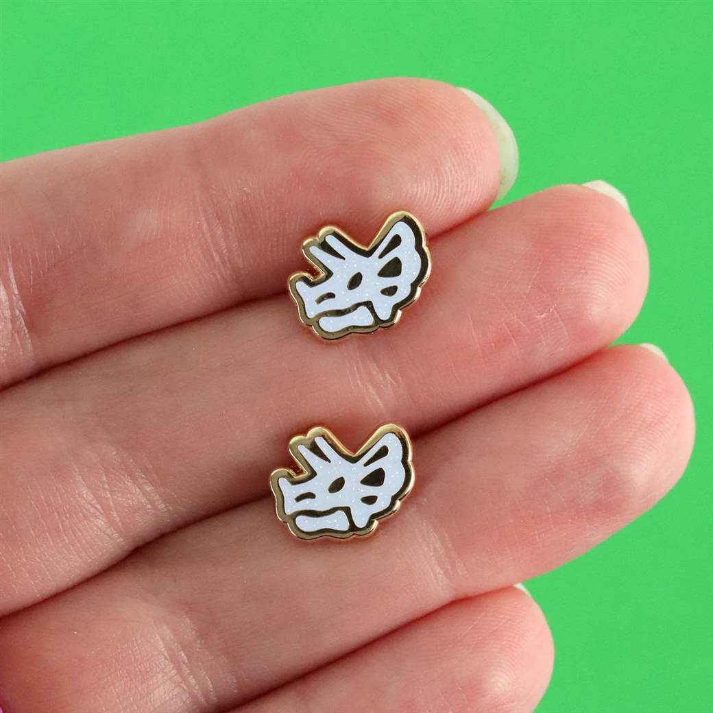 Triceratops Skull Enamel Earrings