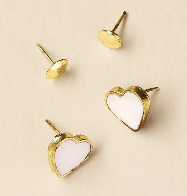 Heart Mother of Pearl Stud Set