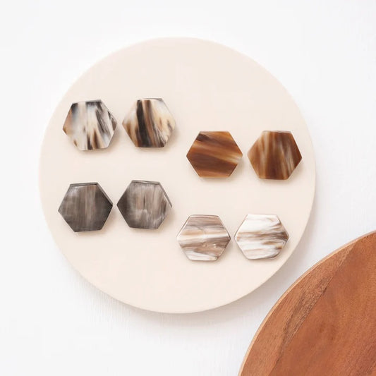 Honeycomb Horn Post Earring