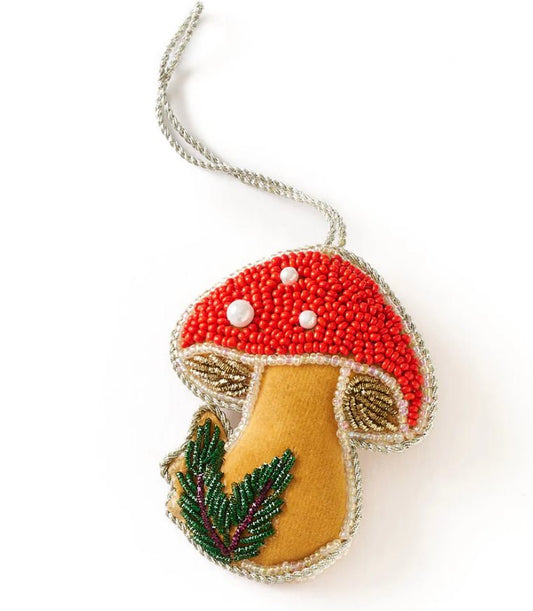 Mushroom Beaded Ornament