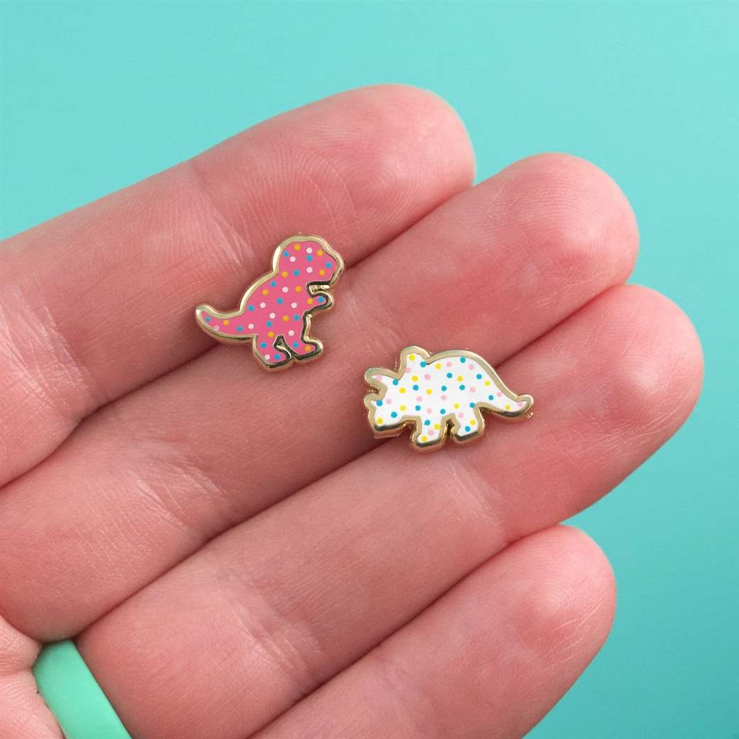 Dino Cookie Enamel Earrings