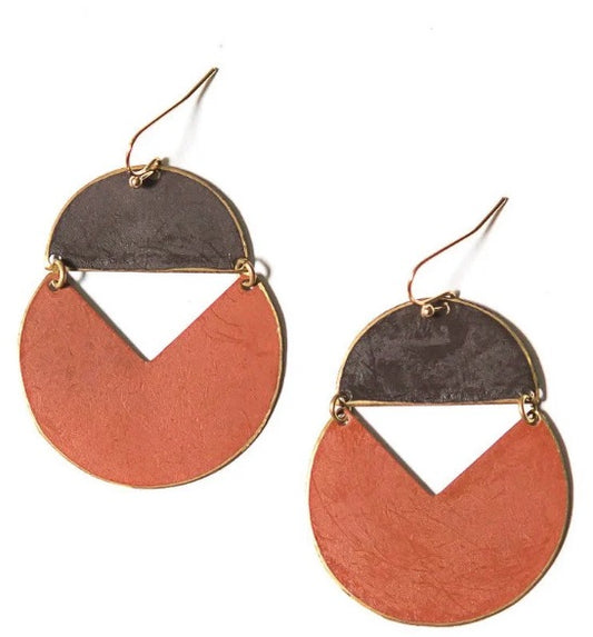 Painted Moon Orange Earrings
