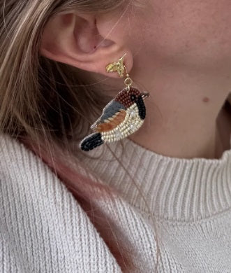 Songbird Embroidered Beaded Earrings