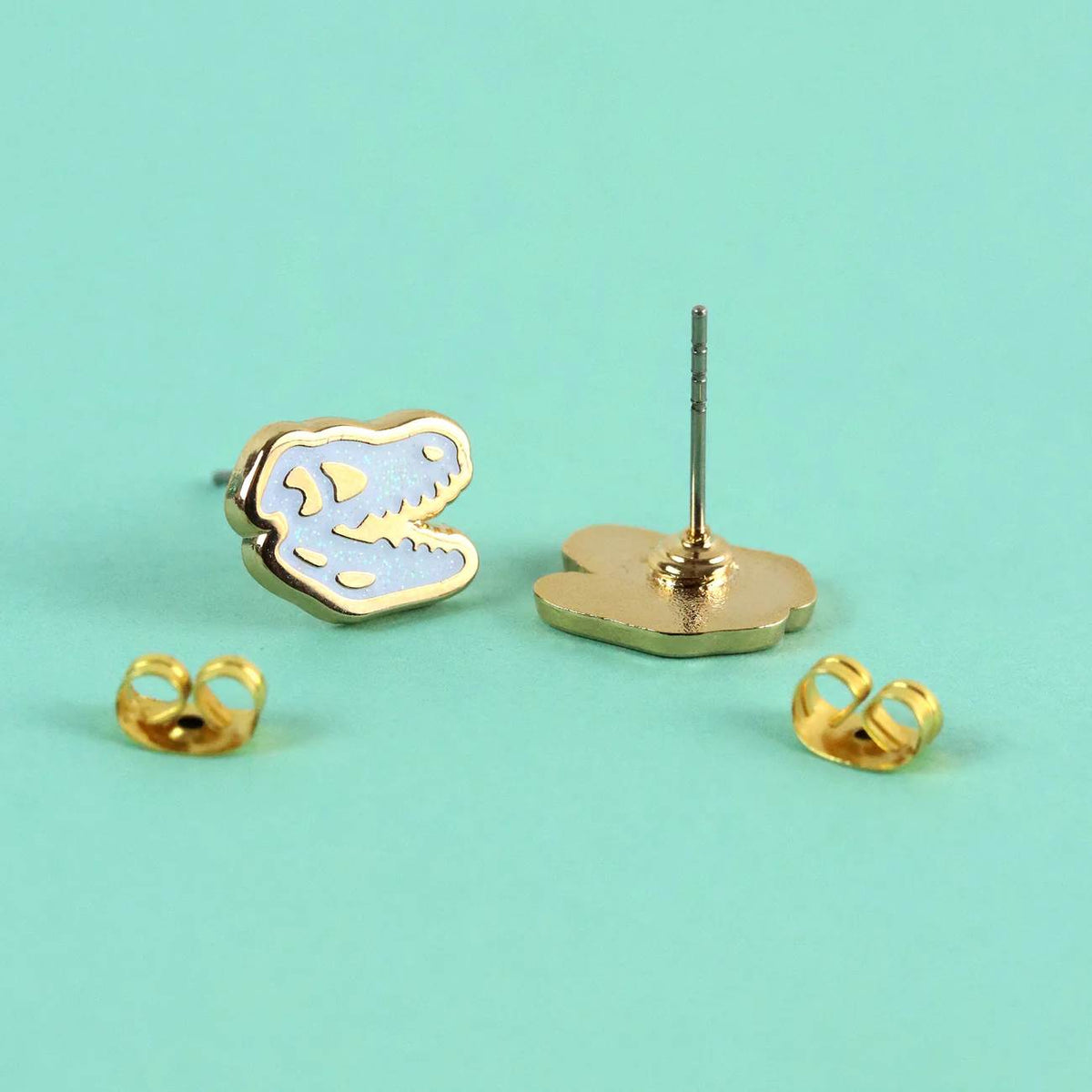 T-Rex Skull Enamel Earrings