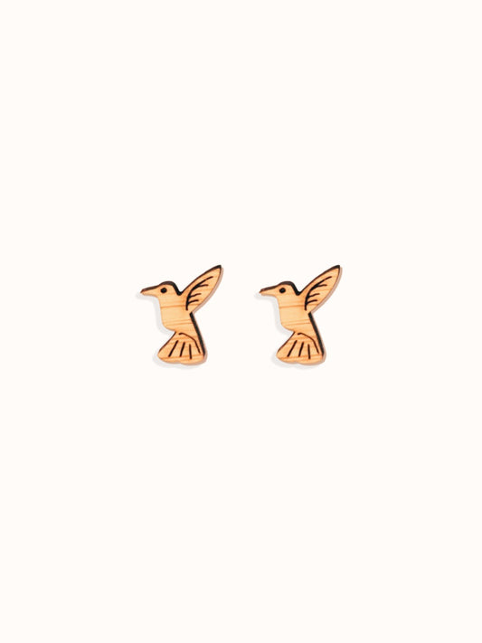 Hummingbird Bamboo Stud Earrings