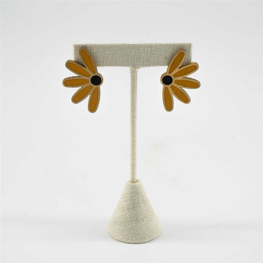 Coneflower Earrings (Black & Mustard)