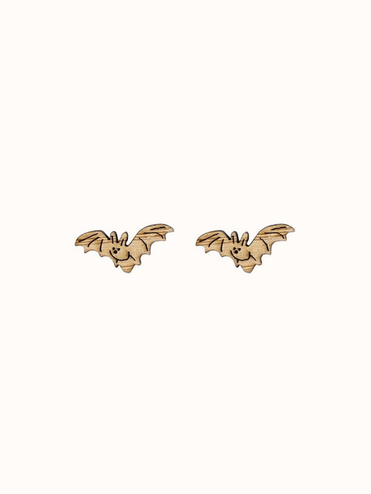 Bat Bamboo Stud Earrings