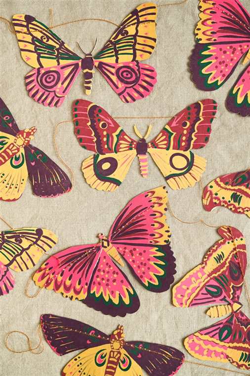 Colorful Butterflies Cotton Paper Garland