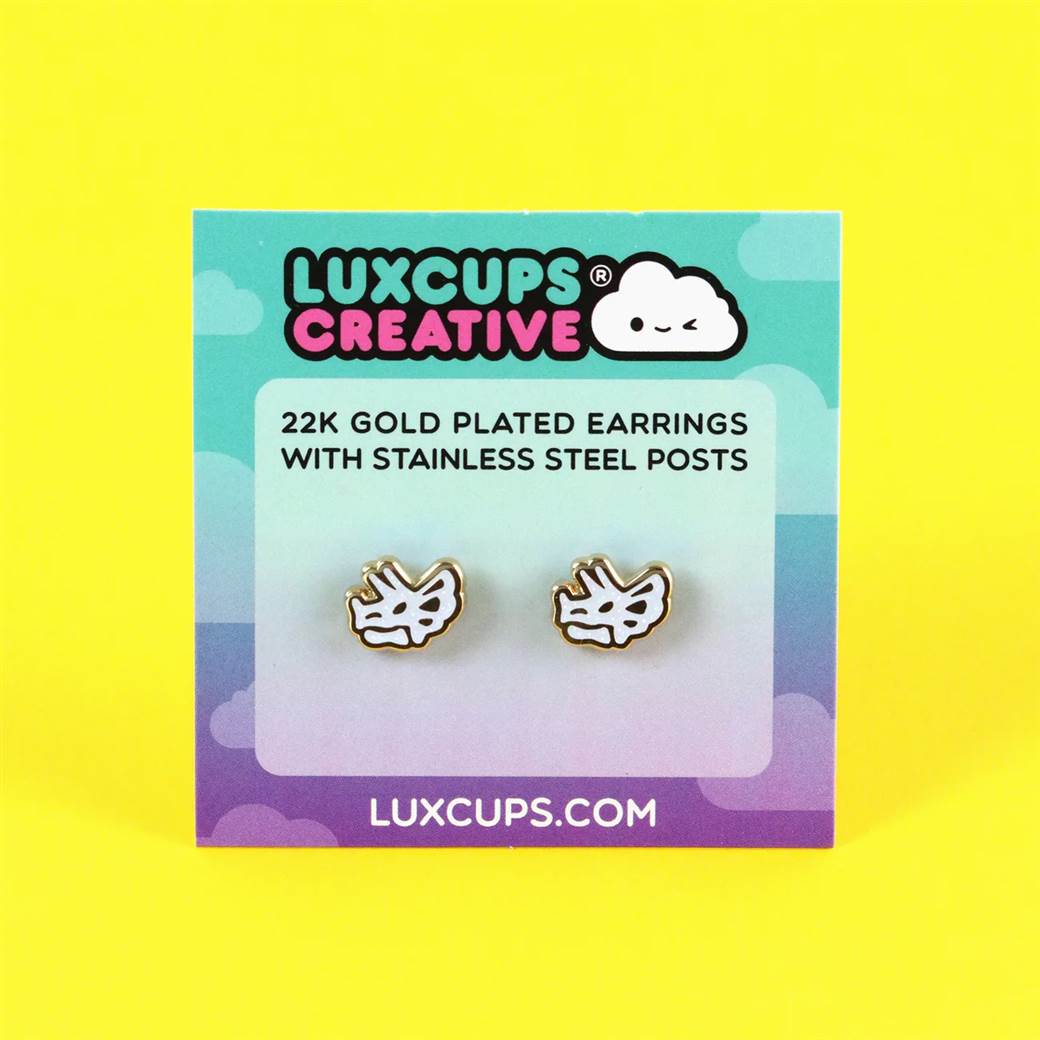Triceratops Skull Enamel Earrings