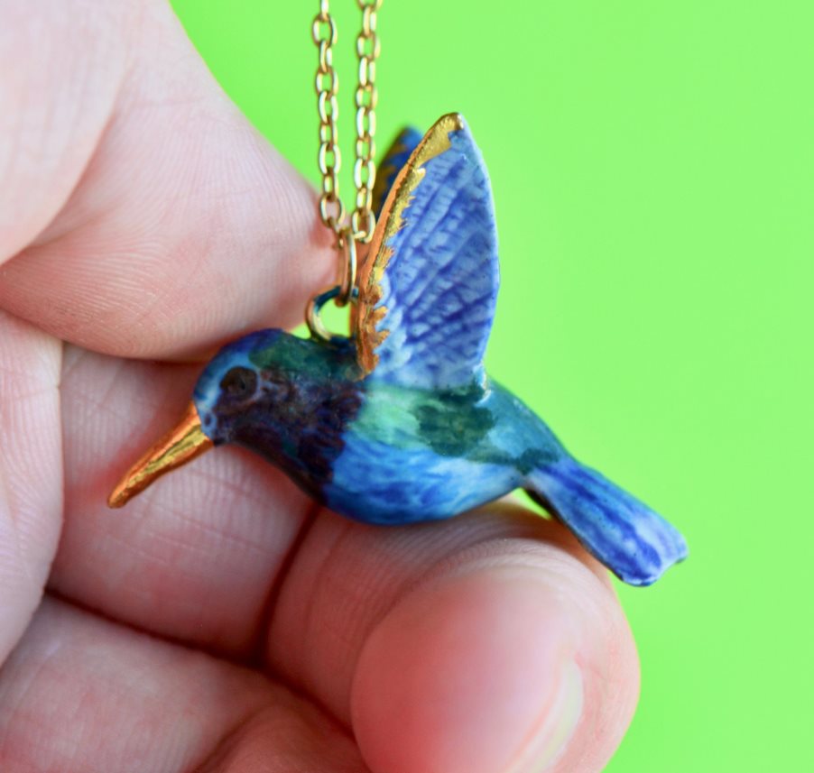 Hummingbird Porcelain Necklace